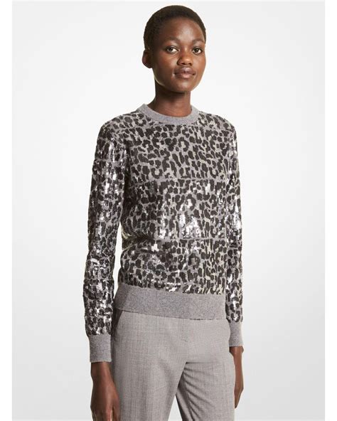 michael kors leopard print sweater|Leopard Print Embroidered Cashmere Sweater .